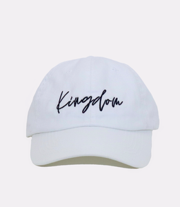 white dad hat made from 100% cotton with an adjustable strap