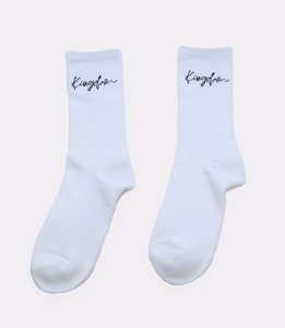 white cotton crew socks made of breathable Terry stretch that provides ventilation to the feet 